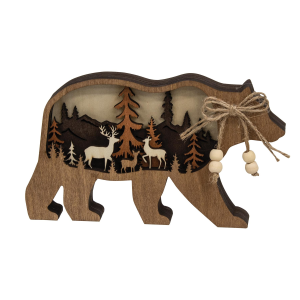BrightIdeas Bear Forest Scene Sitter Holiday Decor