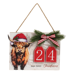 BrightIdeas Highland Cow Christmas Countdown Hanger Holiday Decor