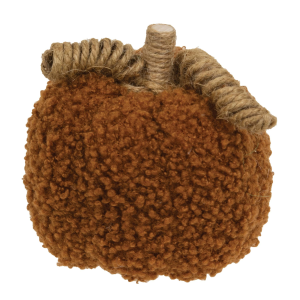 BrightIdeas 3.5" Burnt Orange Plush Pumpkin with Jute Vines Holiday Decor