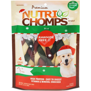 Nutri Chomps Nutri Chomps Holiday Mint Braid Dog Treat | Size 4 Count - $7.99 at Murdoch's Ranch & Home Supply