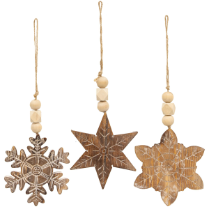 Brightideas BrightIdeas Natural Beaded Distressed Wood Grain Snowflake Ornament Holiday Decor Assorted - $5.99 at Murdoch's Ranch & Home Supply