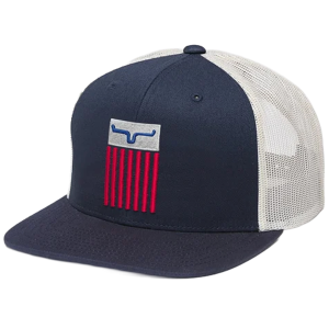 Kimes Ranch Kimes Ranch Cody Flag Trucker Cap in Navy/Blue - $30.00 at Murdoch's Ranch & Home Supply