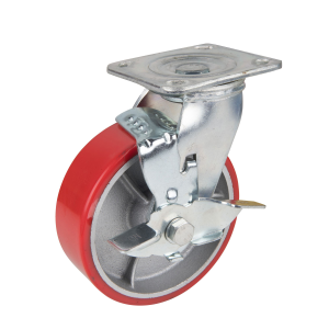Precision Casters + Wheels Precision Casters + Wheels 6" Polyurethane Swivel Plate Caster with Brake - $42.99 at Murdoch's Ranch & Home Supply