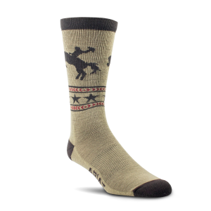 Ariat Ariat Bronc Rider Mid Calf Socks in Brown | Size Medium - $10.79 at Murdoch's Ranch & Home Supply