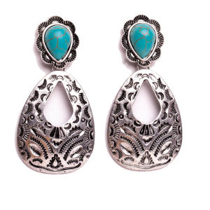 West & Company West & Company Burnished Silver Aztec Hammered Earrings in Turquoise/Green - $11.99 at Murdoch's Ranch & Home Supply