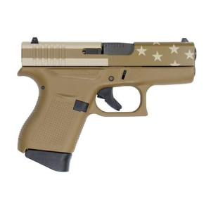 Glock Glock 43 9mm Flat Dark Earth (FDE) Single Stack Pistol with American Flag Slide
