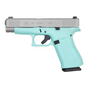 Glock Glock 48 9mm 10-Round Pistol with Robins Egg Blue Frame and Silver PVD Slide