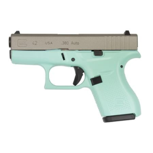 Glock Glock 42 .380 Auto Eggshell Blue Cerakote Single Stack Pistol with Silver Slide