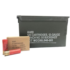 Winchester Winchester 12 Gauge 3 inch 00 Buck 120 Rounds in 50 Cal Ammo Can