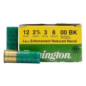 Remington Remington 12 Gauge 2 3/4 inch 8 Pellets 00 Buck Low Recoil Police Trade Ammo 25/Box
