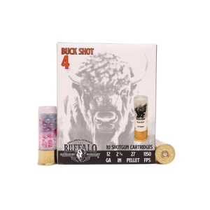 Buffalo Cartridges Buffalo Cartridges 12 Gauge 2 3/4in 4 Buck Shot 10/Box