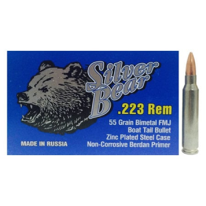 Silver Bear Silver Bear 223 Rem 55 gr FMJ Zinc Plated 20/Box