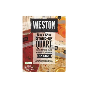 Weston Brand Vacuum Sealer Bags 8 in x 12 in Stand-Up Pre-Cut Bags - 32 Count
