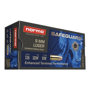 Norma 9mm 115 gr JHP Safeguard Ammo 50/Box
