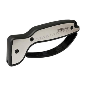 Accusharp Pro Sharpener Fixed Diamond Tungsten Carbide Sharpener Black/Silver Aluminum/Overmolded Rubber