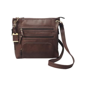 Bulldog Cross Body Conceal Carry Purse For Small Pistols & Revolvers Brown Leather