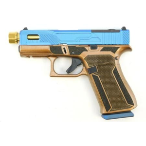 Glock Glock 43X MOS 9mm Blue Hush Pistol with Gold Threaded Barrel