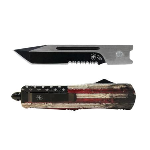 Templar Knife Gen II Wood US Flag Black Tanto Serrated Knife