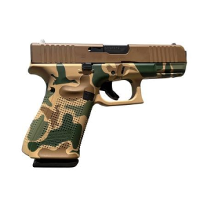 Glock Glock 19 GEN5 Compact 9mm Pistol with Vintage Brown Cerakote Slide and Camo Frame