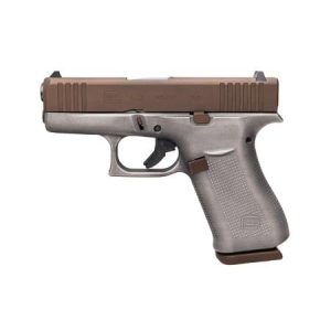 Glock Glock 43x 9mm Pistol with Brown Cerakote Slide and Battleworn Silver Frame