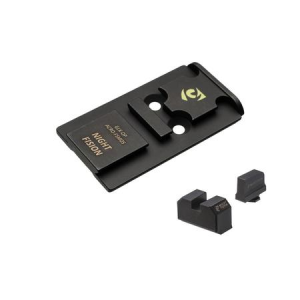 Night Fision Night Fision Optic Plate Blacked Out Sights Combo: ACRO to Glock Full Size MOS