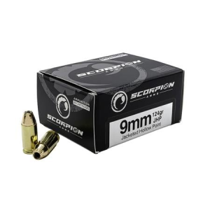Scorpion Scorpion 9mm 124 gr JHP Defense 20/Box - $10.99 at Sportsmans Outdoor Superstore