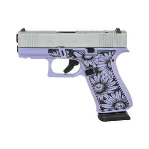 Glock G43X MOS 9mm Optic Ready Pistol with Purple Flower Engraved Finish