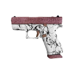 Glock 43X MOS 9mm Optic Ready Pistol with Pixie Glitter and White Paisley Frame