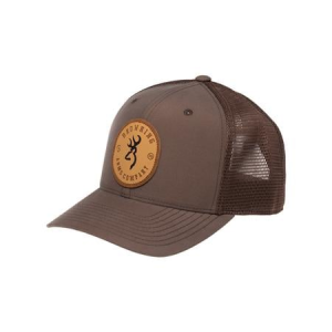 Browning Clothing Selman Leather Circle Patch Brown Adjustable Mesh Cap