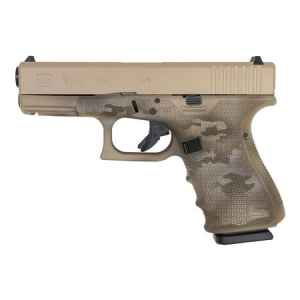 Glock Glock 19 GEN4 9mm Apollo Custom Pistol with Desert Multi-Cam Cerakote and Stippled Fra