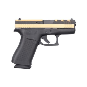 Glock Glock 43X 9mm Semi-Auto Pistol with Matte Black Frame and Cerakote Gold Custom Stars a