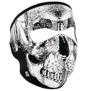 ZANheadgear Full Mask Neoprene Black & White Skull Face Glow In the Dark - Zan Headgear