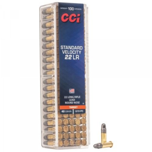  Standard Velocity Lead Round Nose 22 Long Rifle 100 Round Box Ammo