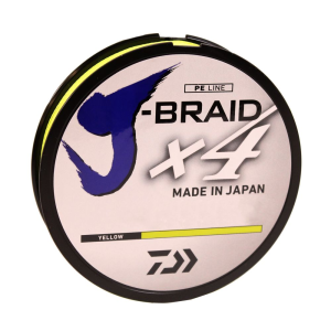 Daiwa J-Braid x4 Braided Line 150 Yards, 10 lbs, .007" Diameter, Fluorescent Yellow - Daiwa