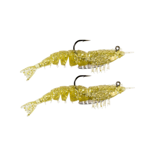 Z-man Rigged EZ ShrimpZ 3 1/2" Length, Gold Flake, Package of 2 - Z-Man