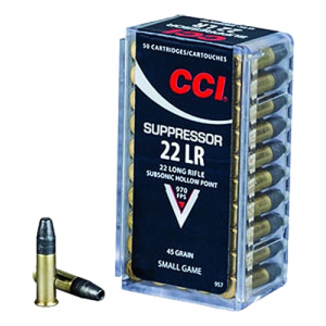  Suppressor .22 LR SubSonic Hollow Point 45 GR 50rd Box Ammo