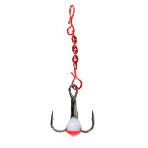 Clam Gaff Epoxy Chain Treble Size 10, Red Chain, White/Red/White - Clam
