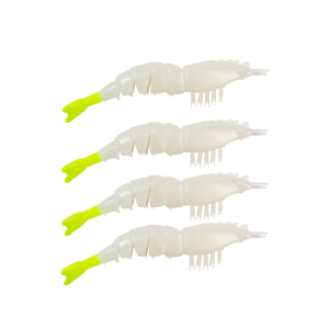 Z-man Un-Rigged EZ ShrimpZ 3 1/2" Length, Glow/Chartreuse Tail, Package of 4 - Z-Man