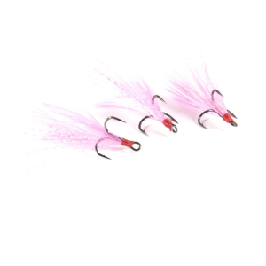 Clam Feathered Gaff Treble Size 12, Pink, 3 Pack - Clam