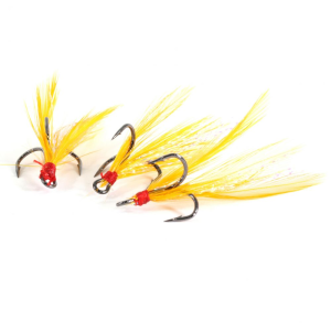 Clam Gaff Feathered Treble Size #10, Orange, 3 pack - Clam
