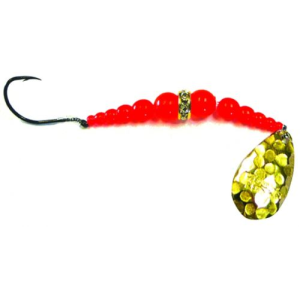 Mack's Lure Wedding Ring Classic Original Spinner, #6 Hook, 48" Leader, Hammered Brass Blade/Flo Orange Bead - Mack's Lure