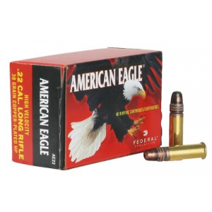 eral American Eagle 22LR Copper Plated Hollow Point 38GR 40rd Box Ammo