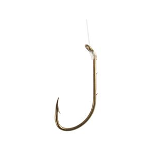 Eagle Claw 140H-2/0 Baitholder Double Line Snelled Hook, Size 2/0, 2 Sliced Shank, Down Eye, Bronze, 6 per Pack - Eagle Claw