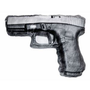 Caliber Gourmet Automatic Handgun Pillow Black w/Gray Accents 19" x 3.5" x 14" Automatic Pistol - Uzi