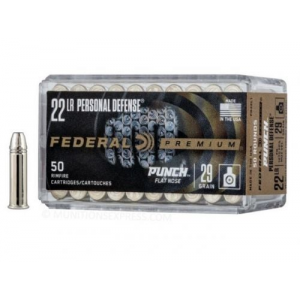 eral Premium Personal Defense .22 LR 29gr Punch Flat Nose 50rd Box Ammo