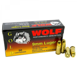 F GOLD 9MM 124GR FMJ 50/BX BRASS Ammo