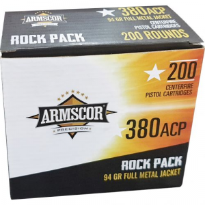 scor Range Rock Pack Pistol .380 ACP 95 Gr. FMJ 200 Rd. Ammo