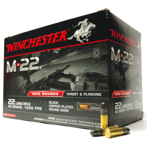 chester M-22 Black Copper Plated Round Nose 22 Long Rifle 1000 Round Box Ammo