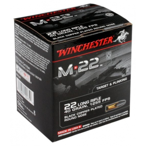 CHESTER .22 LR M22 1255FPS. 40GR. Black COPR PLTED RN 1000PK Ammo