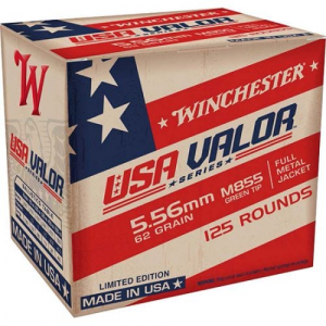 chester USA Valor Full Metal Jacket 5.56x45mm NATO 55 Gr 125 Round Box Ammo